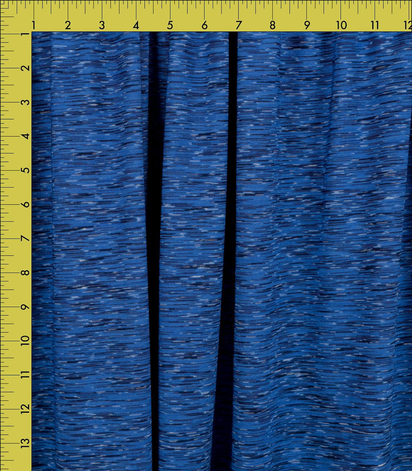 Blue/Black/White Space Dye Poly Spandex Athletic Knit Fabric