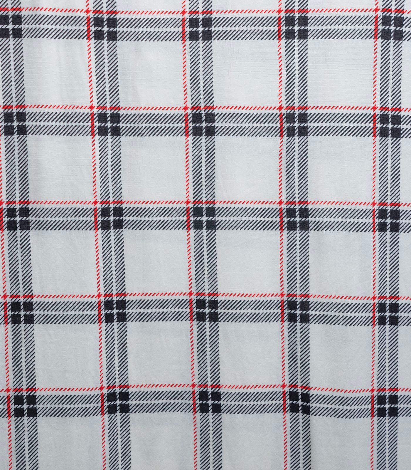 White/Black/Red Plaid Double Brushed Poly Fabric