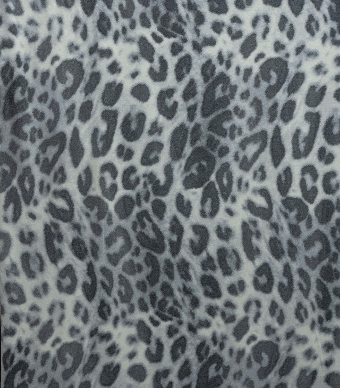 Grey/Black Leopard Double Brushed Poly Fabric