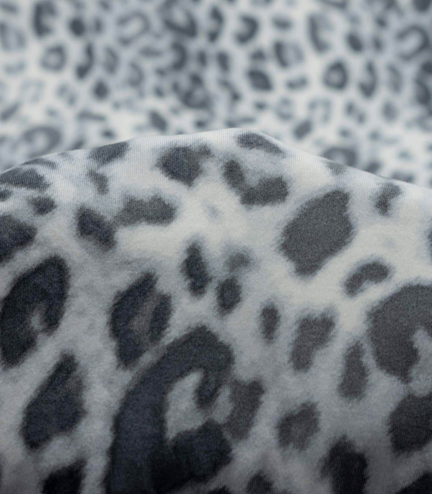 Grey/Black Leopard Double Brushed Poly Fabric