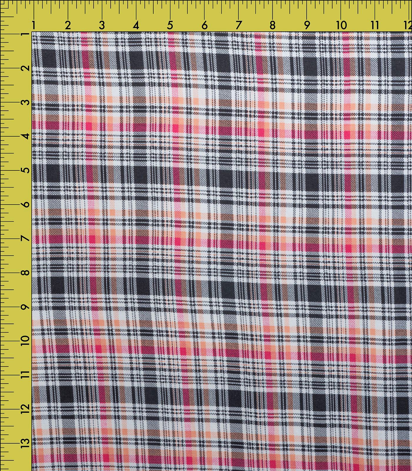Cream/Pink/Black Plaid Double Brushed Poly Fabric