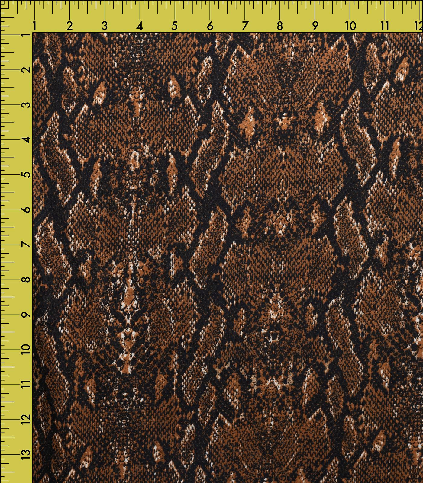Brown/Black Snake Double Brushed Poly Fabric