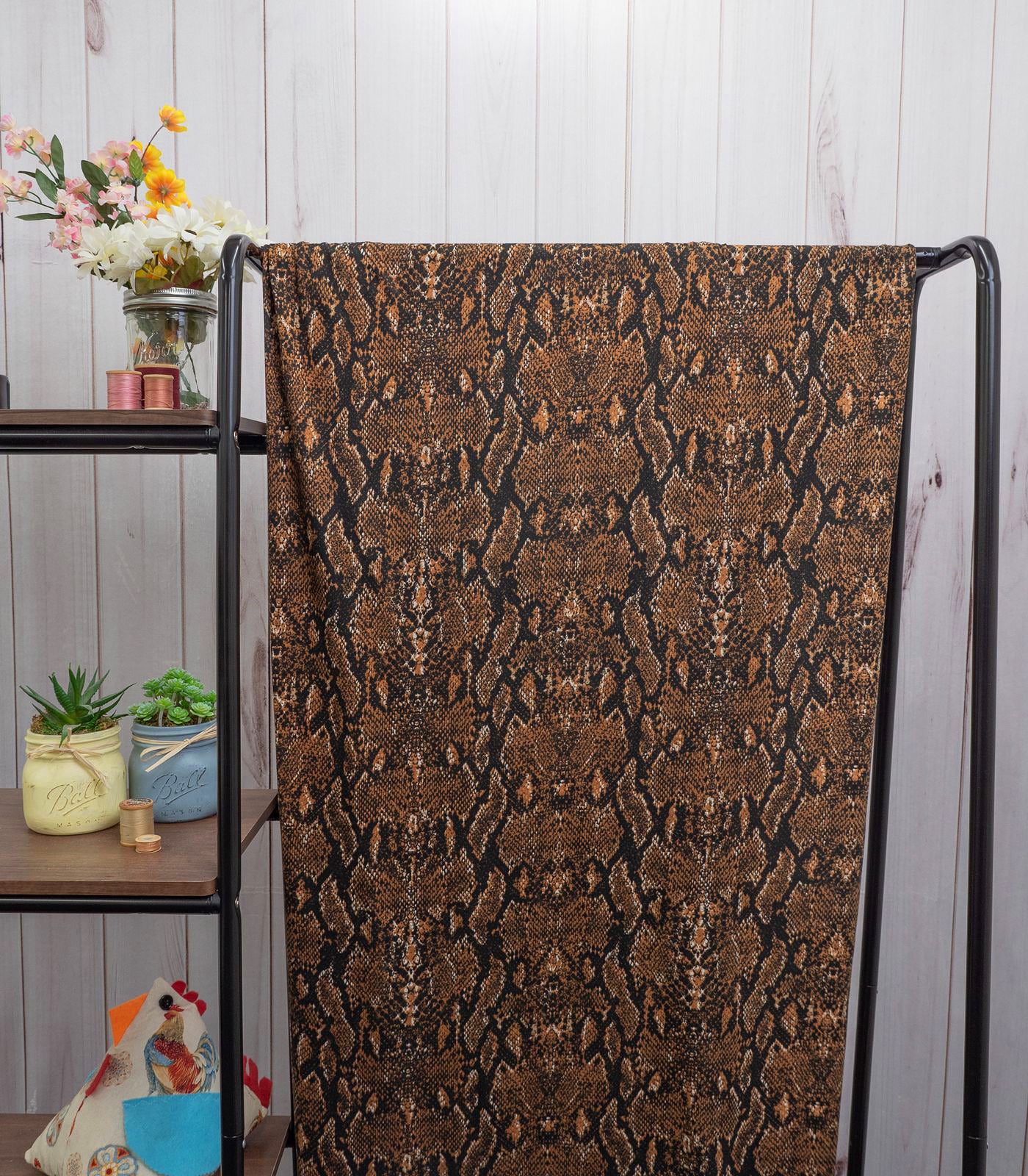 Brown/Black Snake Double Brushed Poly Fabric