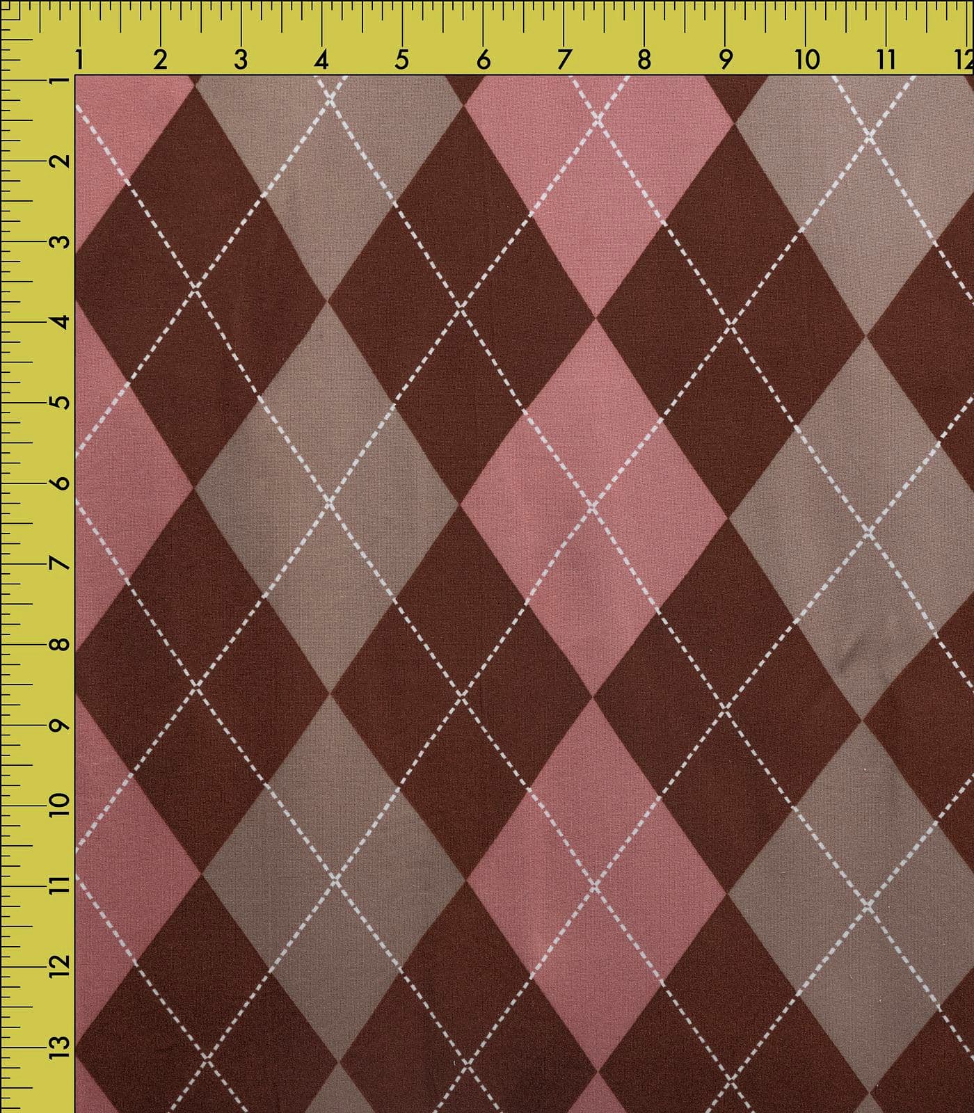 Brown/Mauve Argyle Plaid Double Brushed Poly Fabric