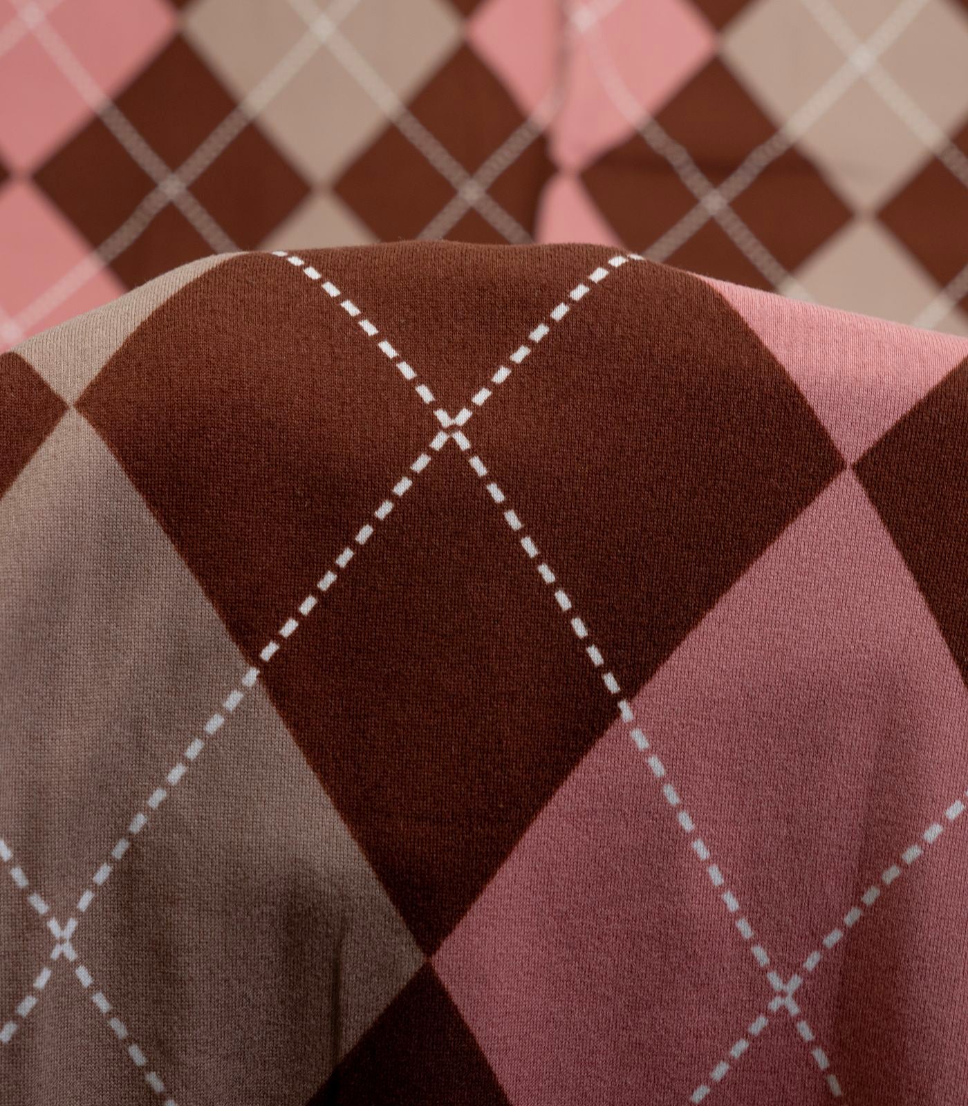 Brown/Mauve Argyle Plaid Double Brushed Poly Fabric