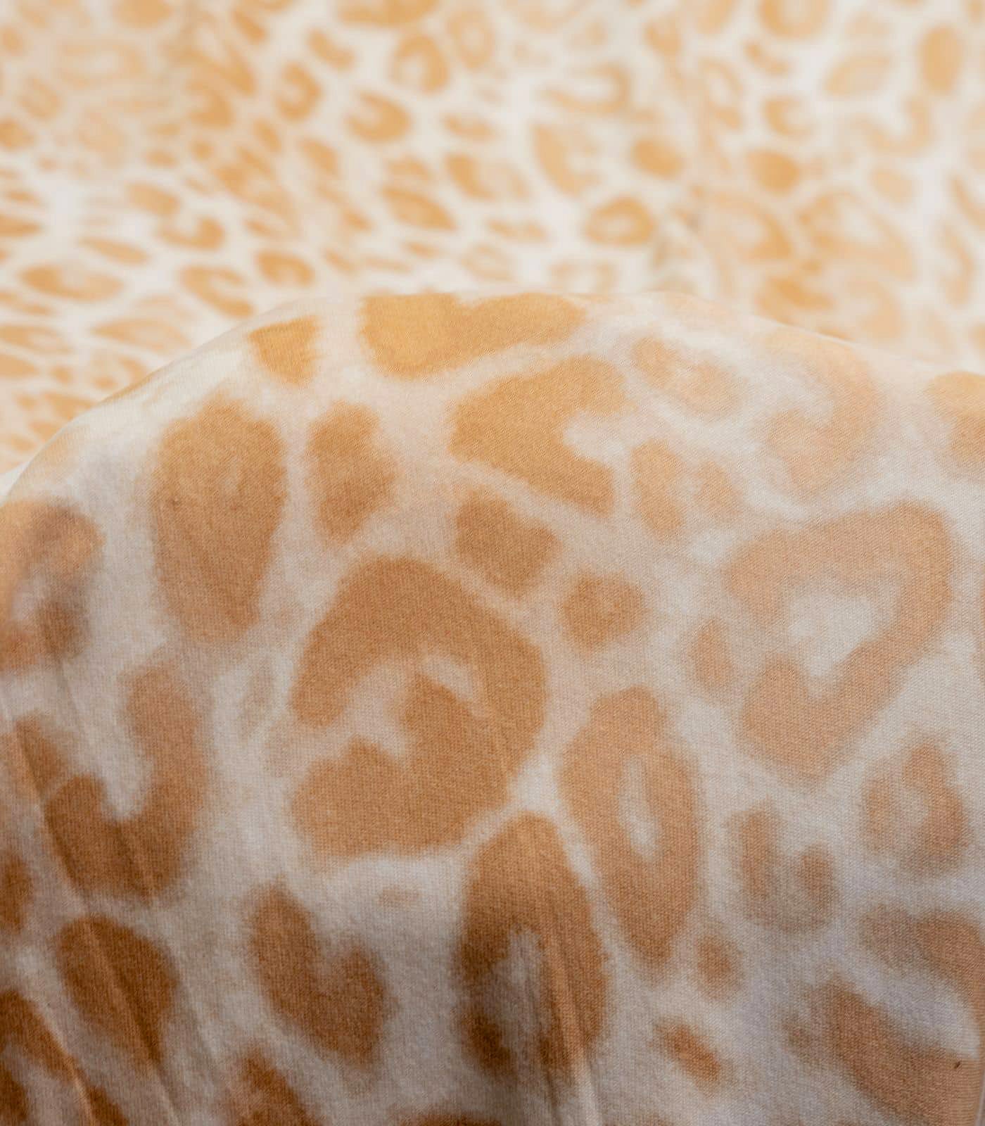 Khaki Leopard Double Brushed Poly Fabric