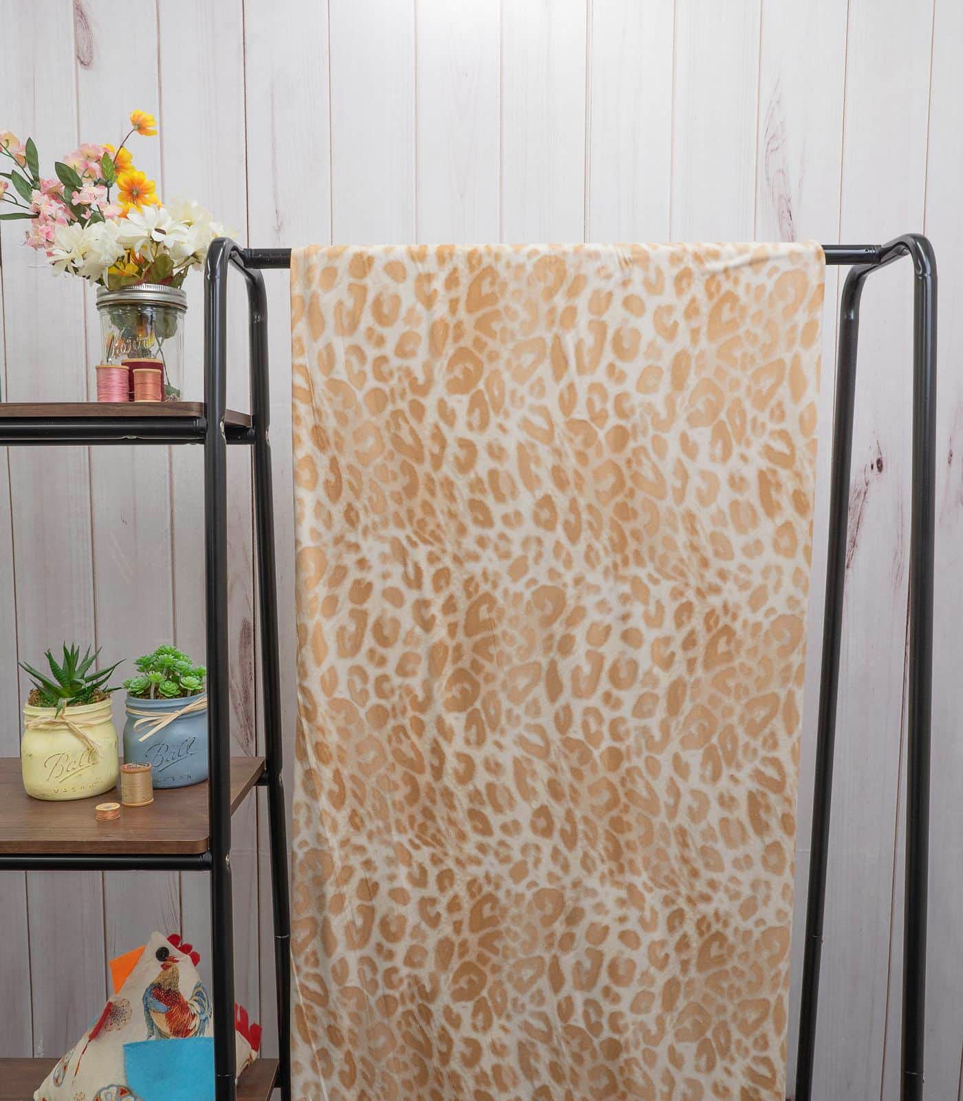 Khaki Leopard Double Brushed Poly Fabric