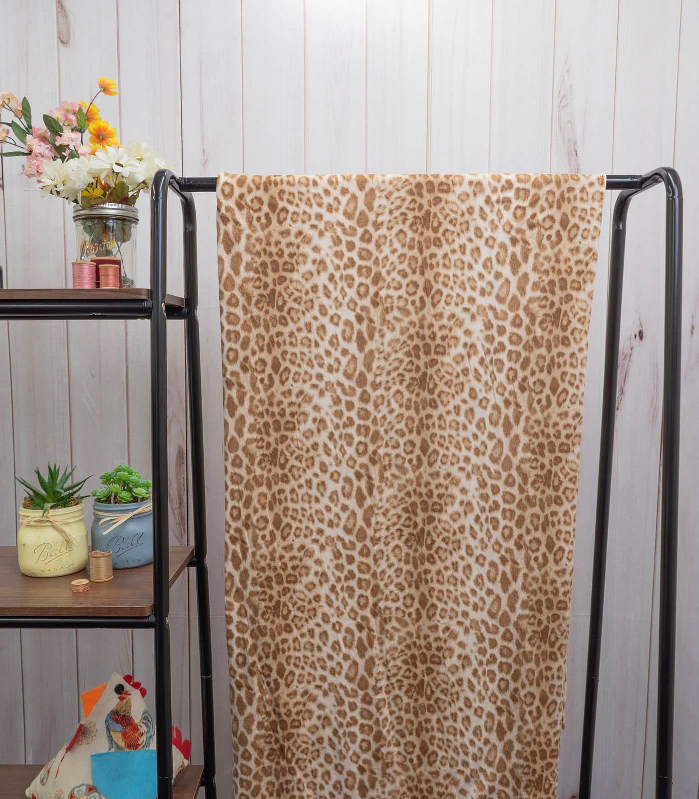 Sand Leopard Double Brushed Poly Fabric