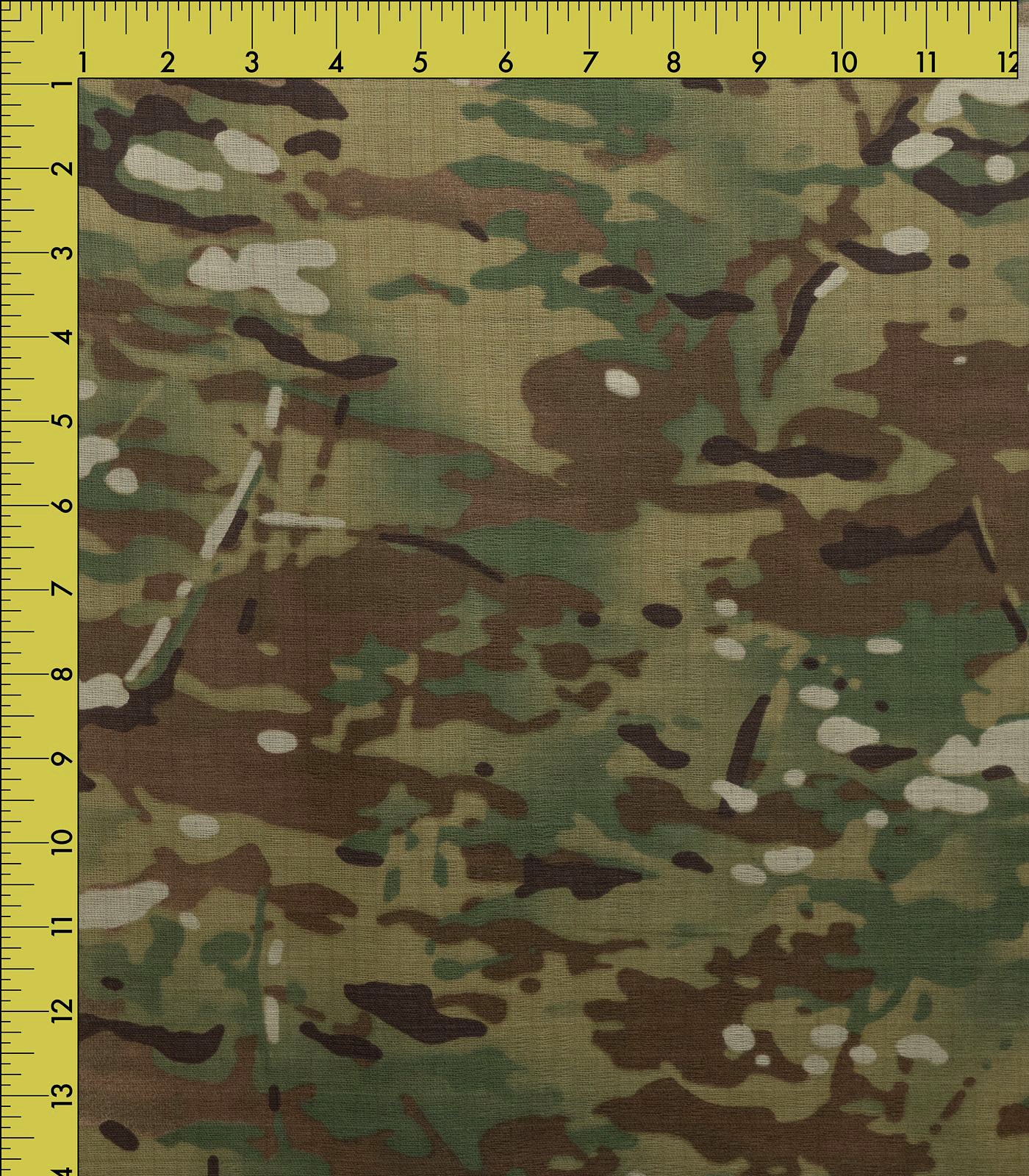 Green/Brown/Tan Camo Poly/Cotton Woven Fabric