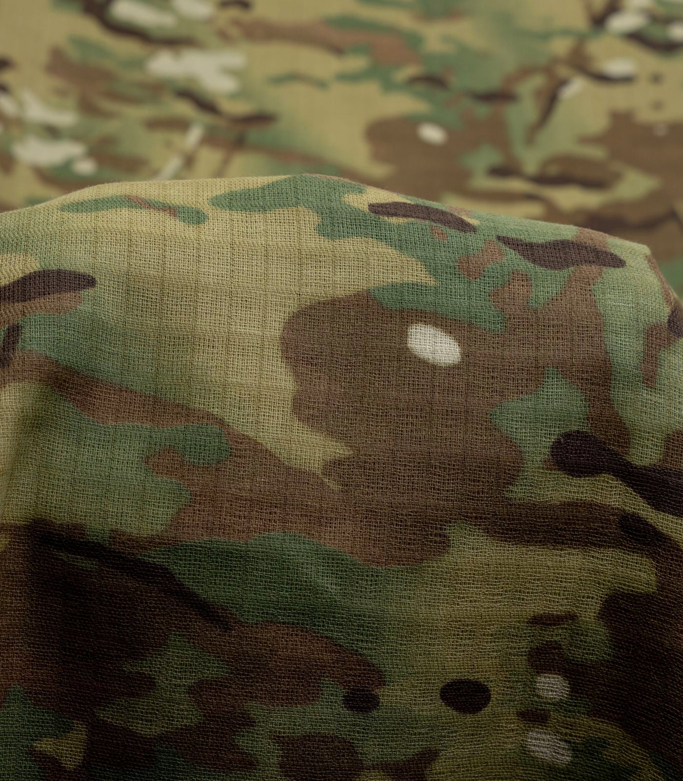 Green/Brown/Tan Camo Poly/Cotton Woven Fabric