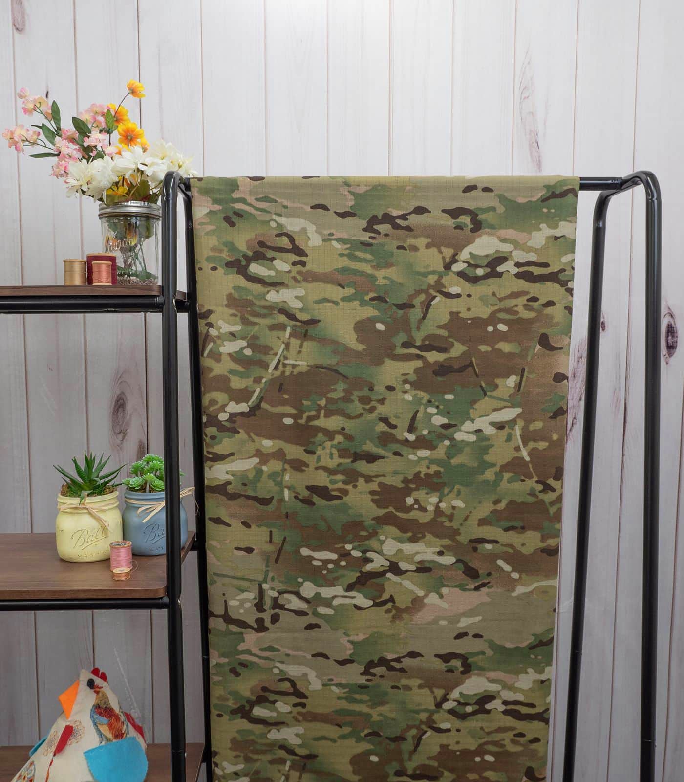 Green/Brown/Tan Camo Poly/Cotton Woven Fabric