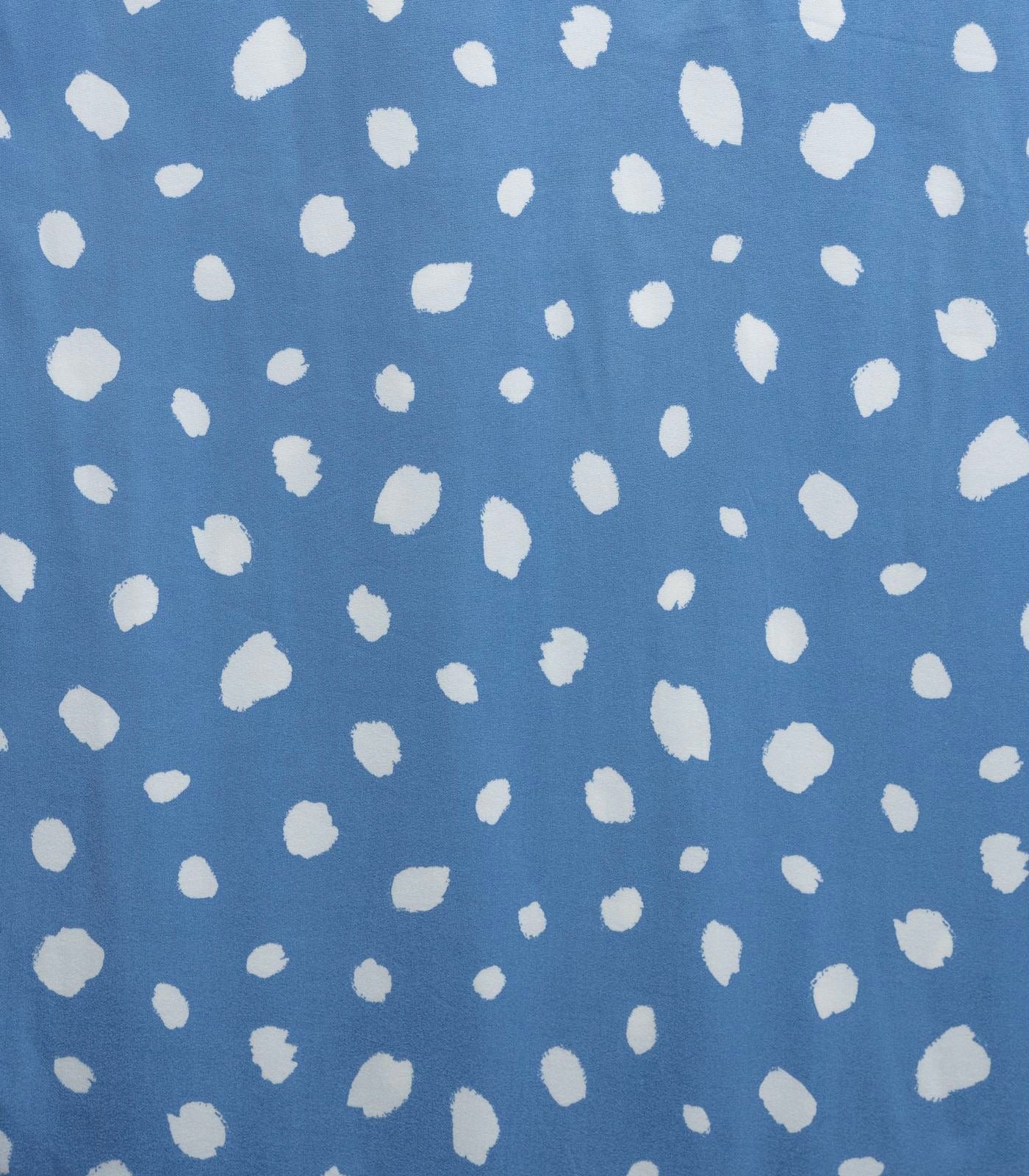 Denim/White Spots Double Brushed Poly Fabric