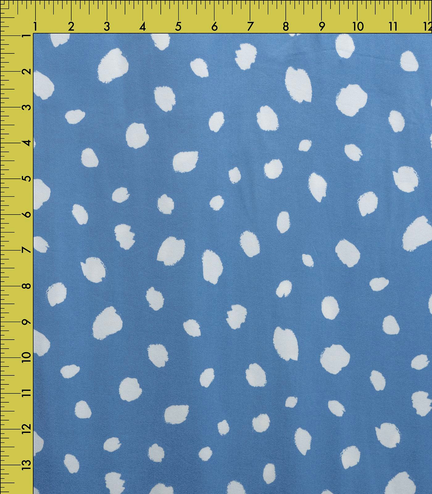 Denim/White Spots Double Brushed Poly Fabric