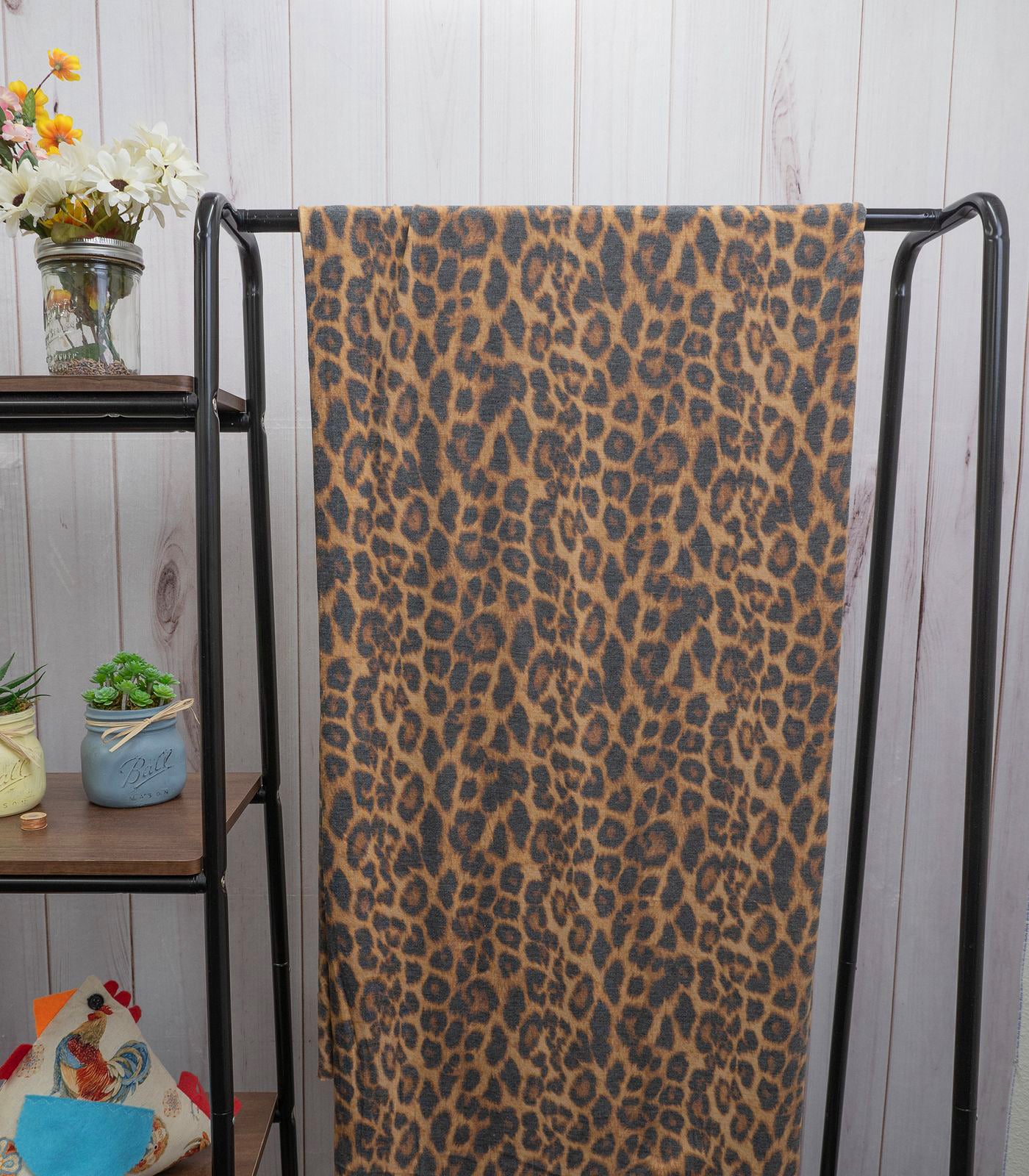 Heathered Brown/Tan/Black Cheetah Sweater Knit Fabric