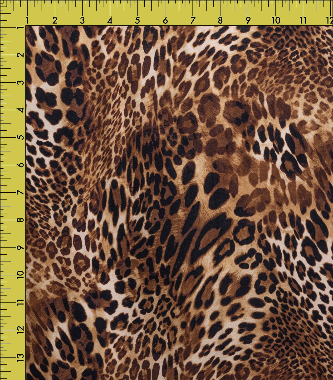Brown/Black Cheetah Double Brushed Poly Fabric