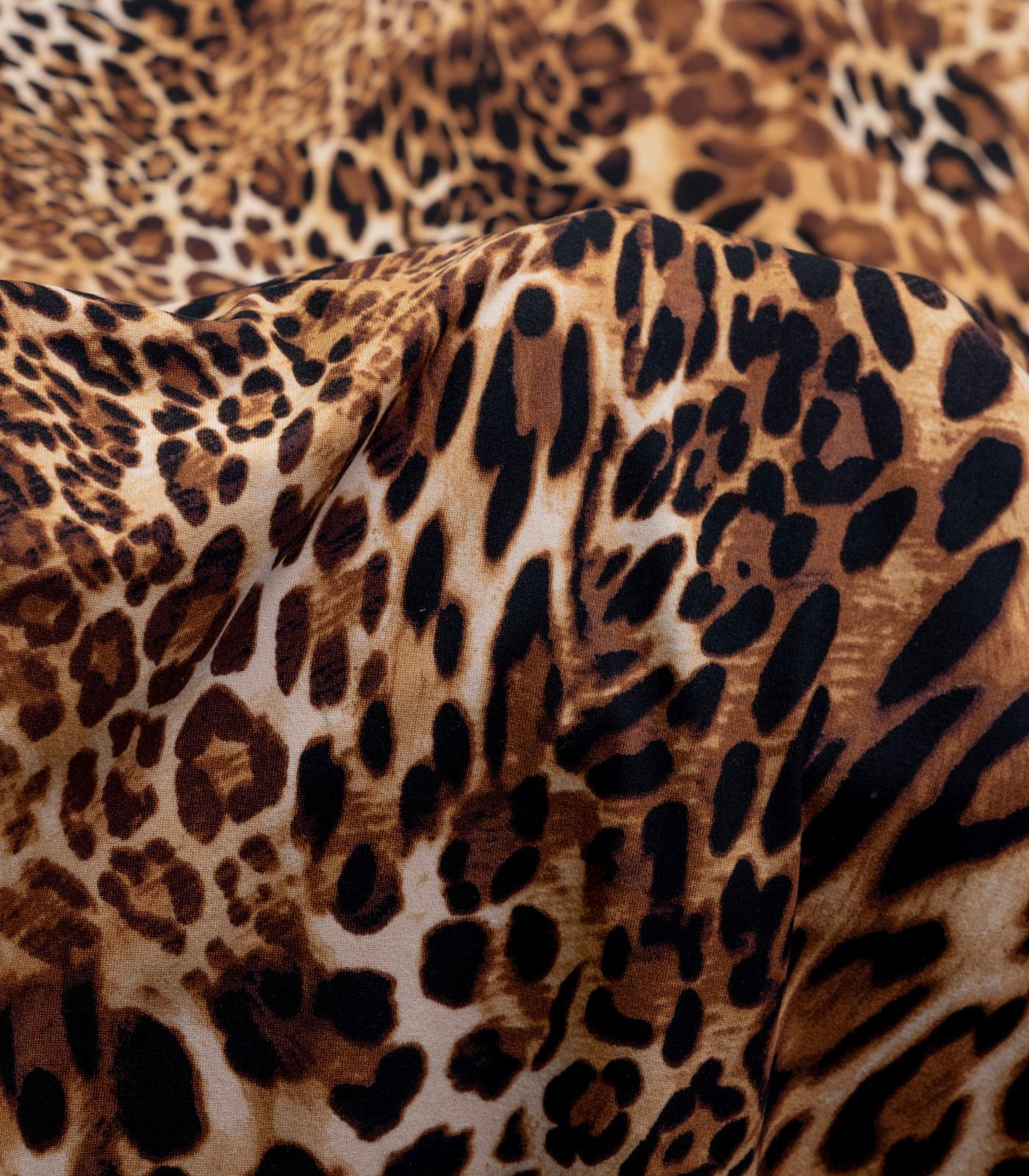 Brown/Black Cheetah Double Brushed Poly Fabric