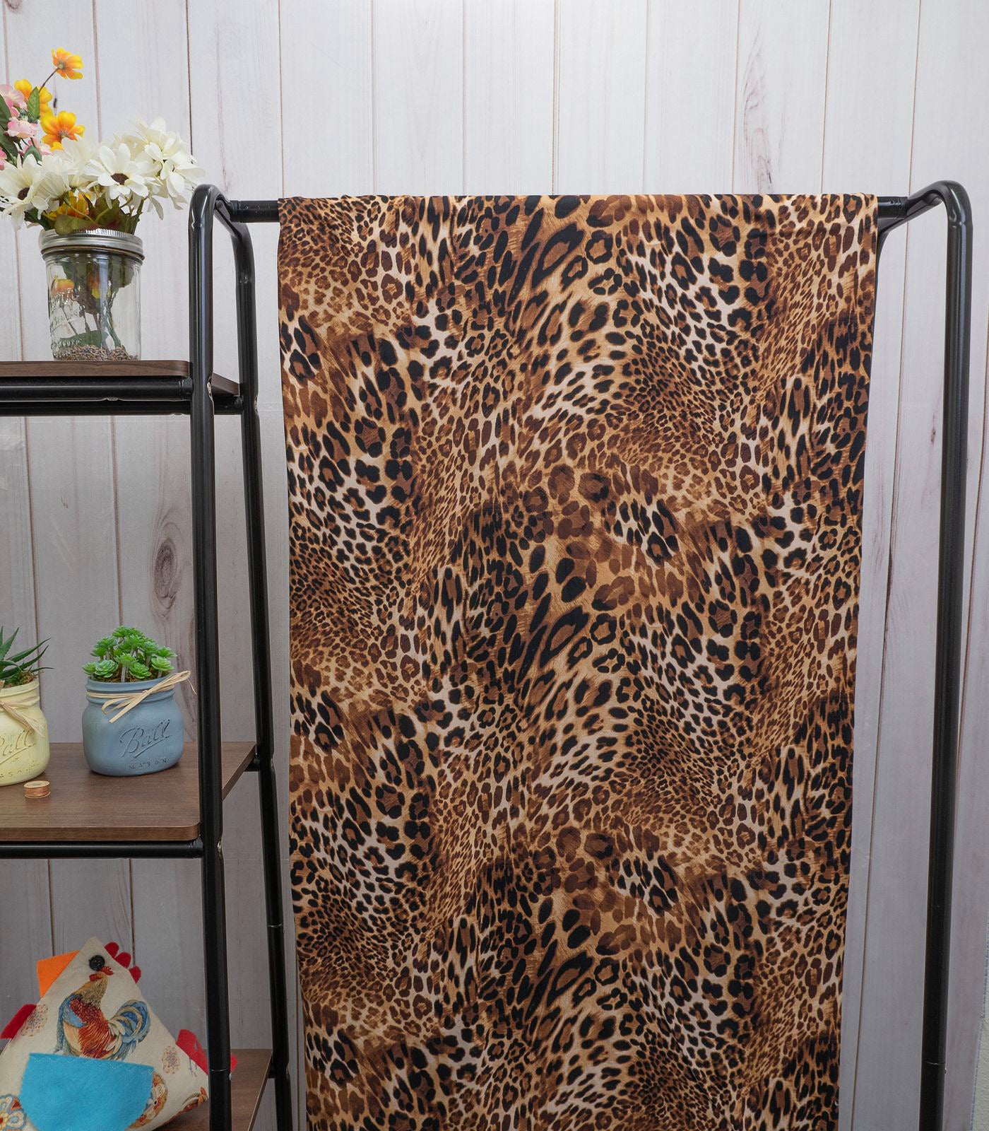 Brown/Black Cheetah Double Brushed Poly Fabric