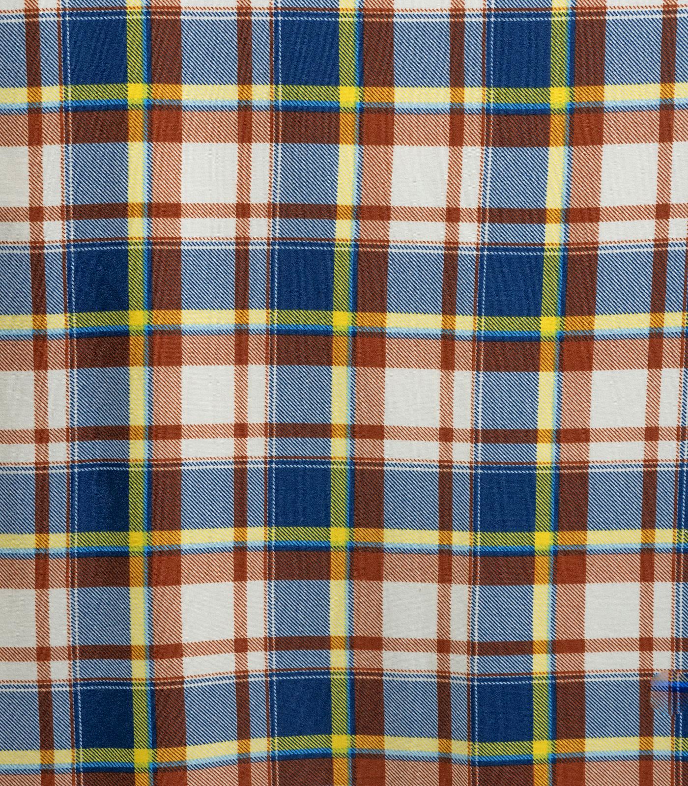 Yellow/Blue/Brown Plaid Double Brushed Poly Fabric