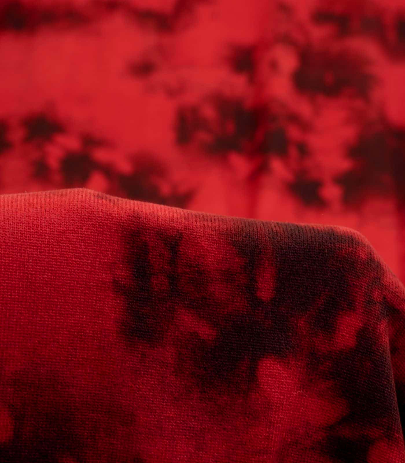 Dark Red/Black Tie-Dye Hacci Sweater Knit Fabric