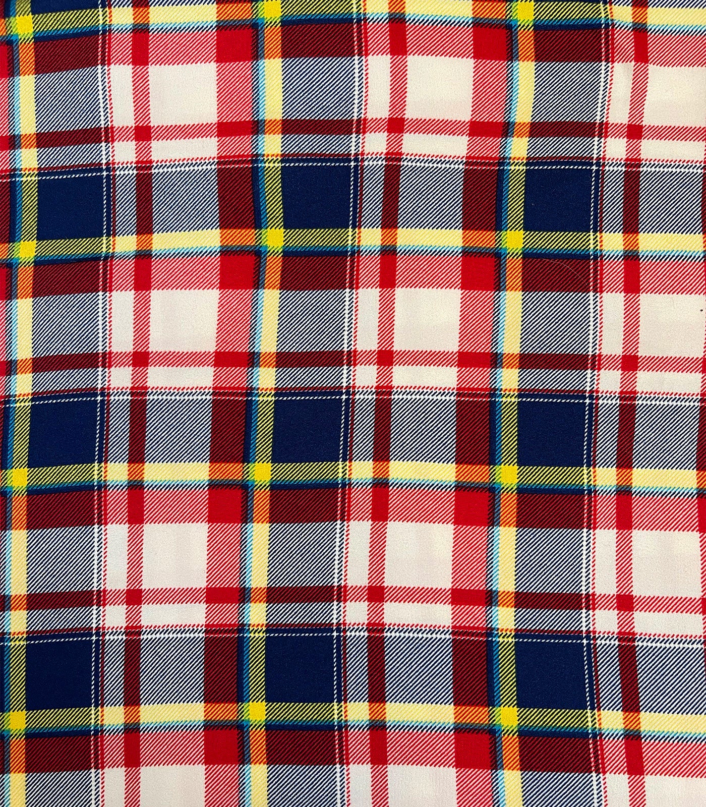 Red/Navy/Yellow Plaid Double Brushed Poly Fabric