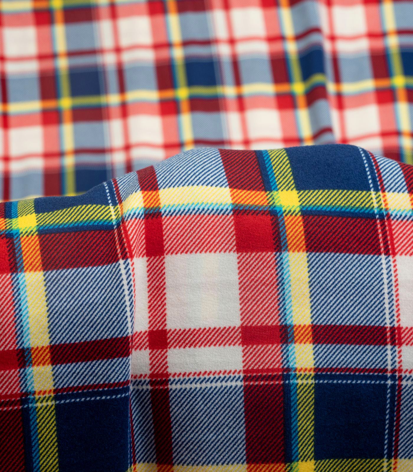 Red/Navy/Yellow Plaid Double Brushed Poly Fabric