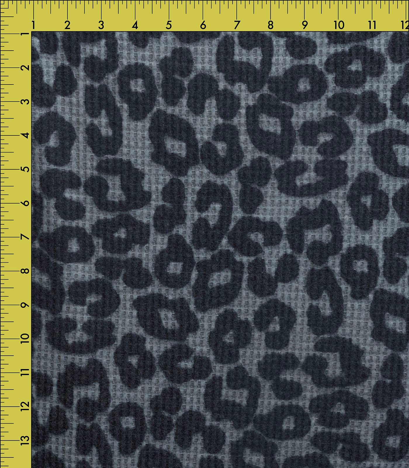 Grey/Black Brushed Leopard Waffle Knit Fabric