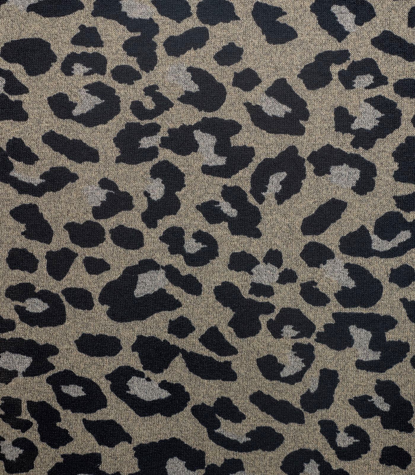 Ash Tan Cheetah Sweater Knit Fabric