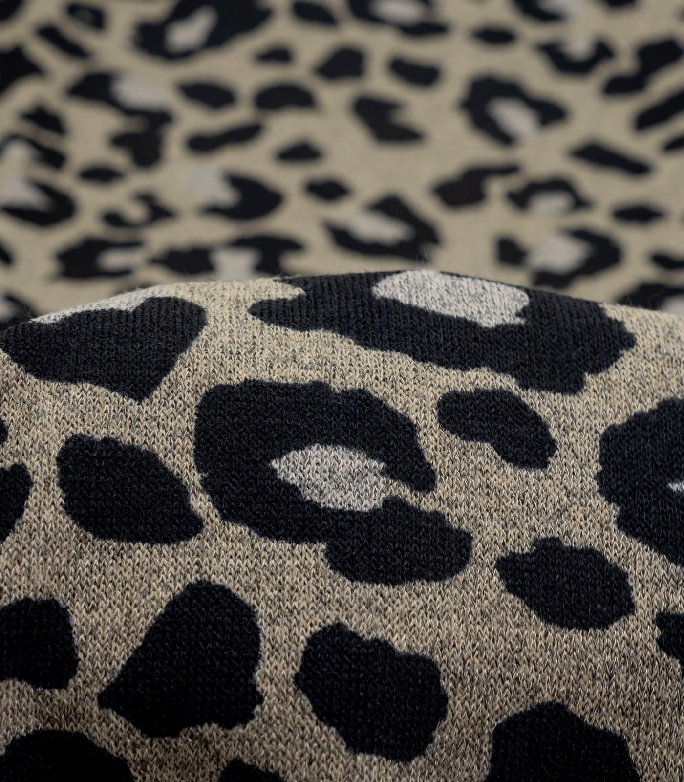 Ash Tan Cheetah Sweater Knit Fabric