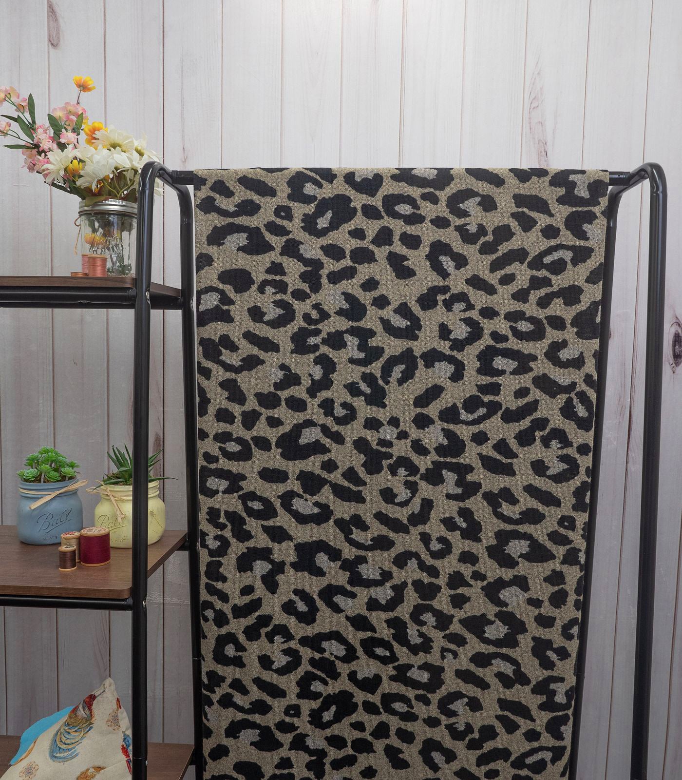 Ash Tan Cheetah Sweater Knit Fabric