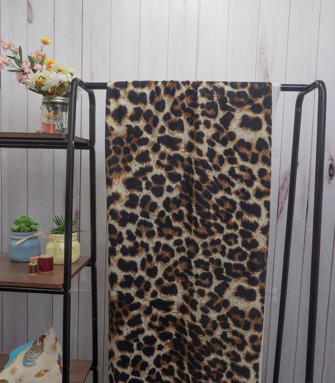 Brown/Black/Cream Cheetah Brushed Sweater Knit Fabric