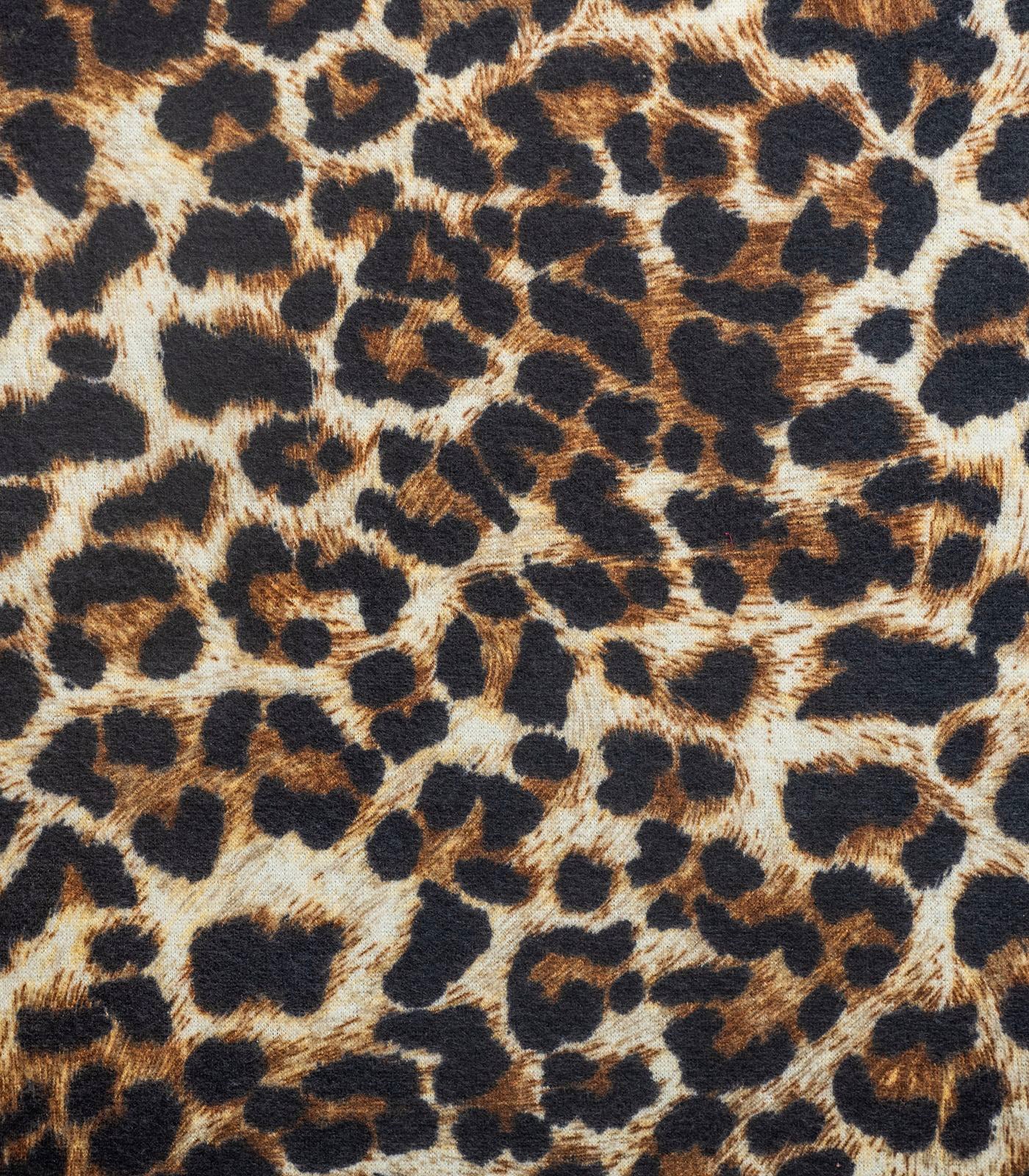 Brown/Black/Cream Cheetah Brushed Sweater Knit Fabric