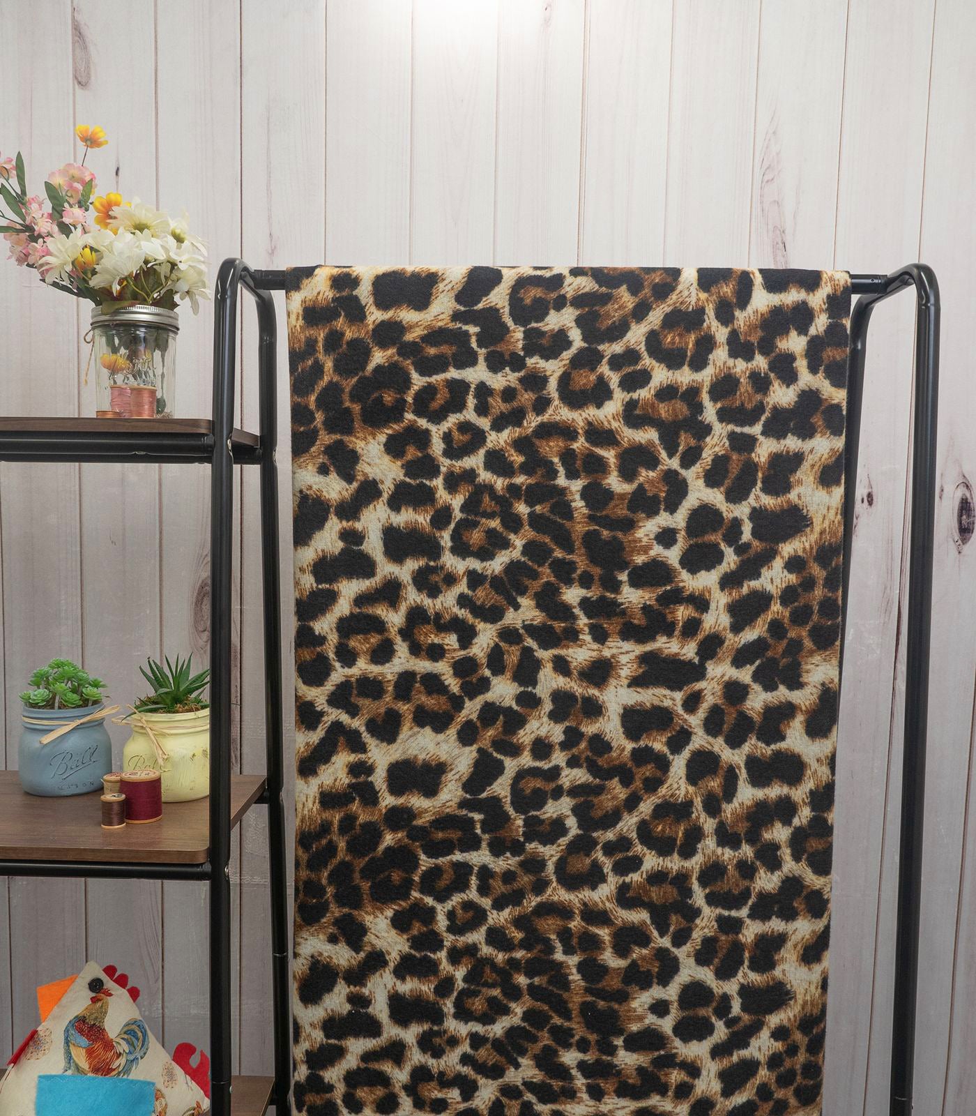 Brown/Black/Cream Cheetah Brushed Sweater Knit Fabric