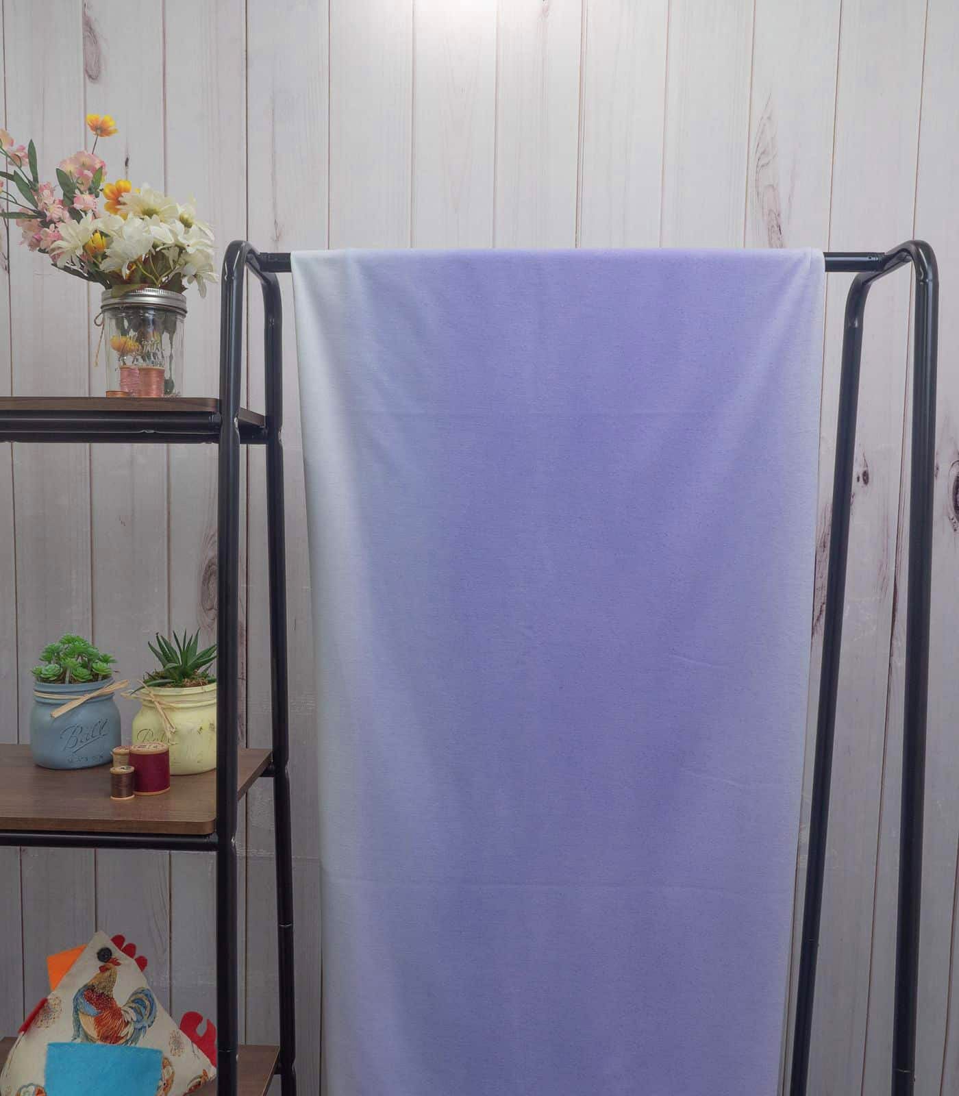 Blue/Pastel Lavender Ombre French Terry Rayon Fabric