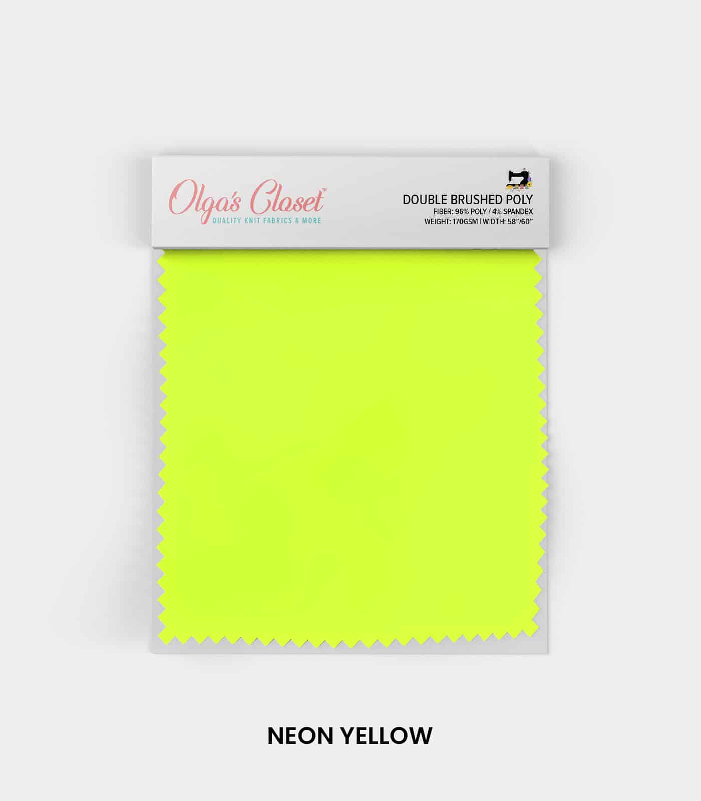 Neon Yellow Solid Double Brushed Poly Fabric