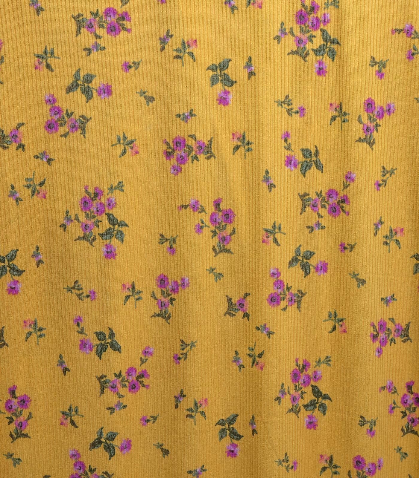 Yellow/Pink/Green Ditsy Floral Ribbed Knit (4x2) Fabric