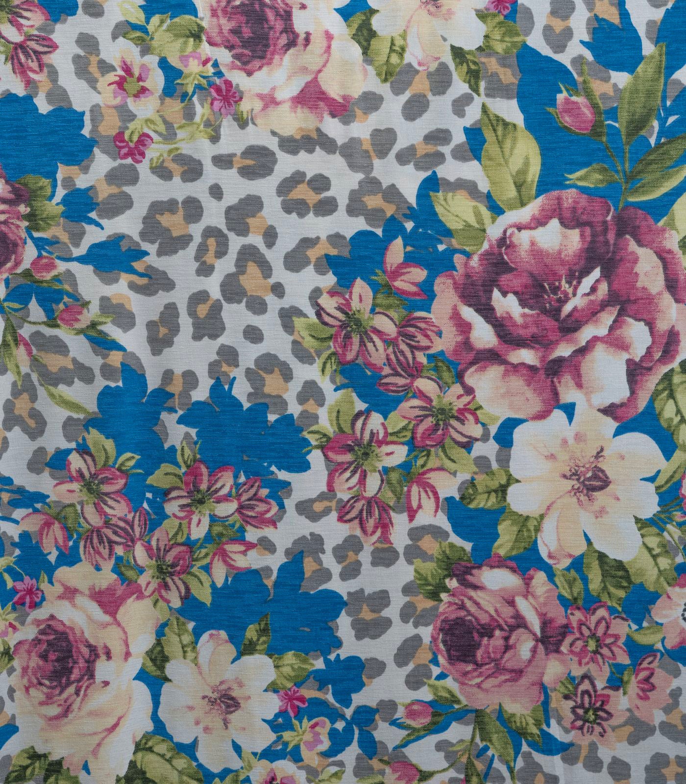 Blue/Pink/White Cheetah/Floral ITY Fabric