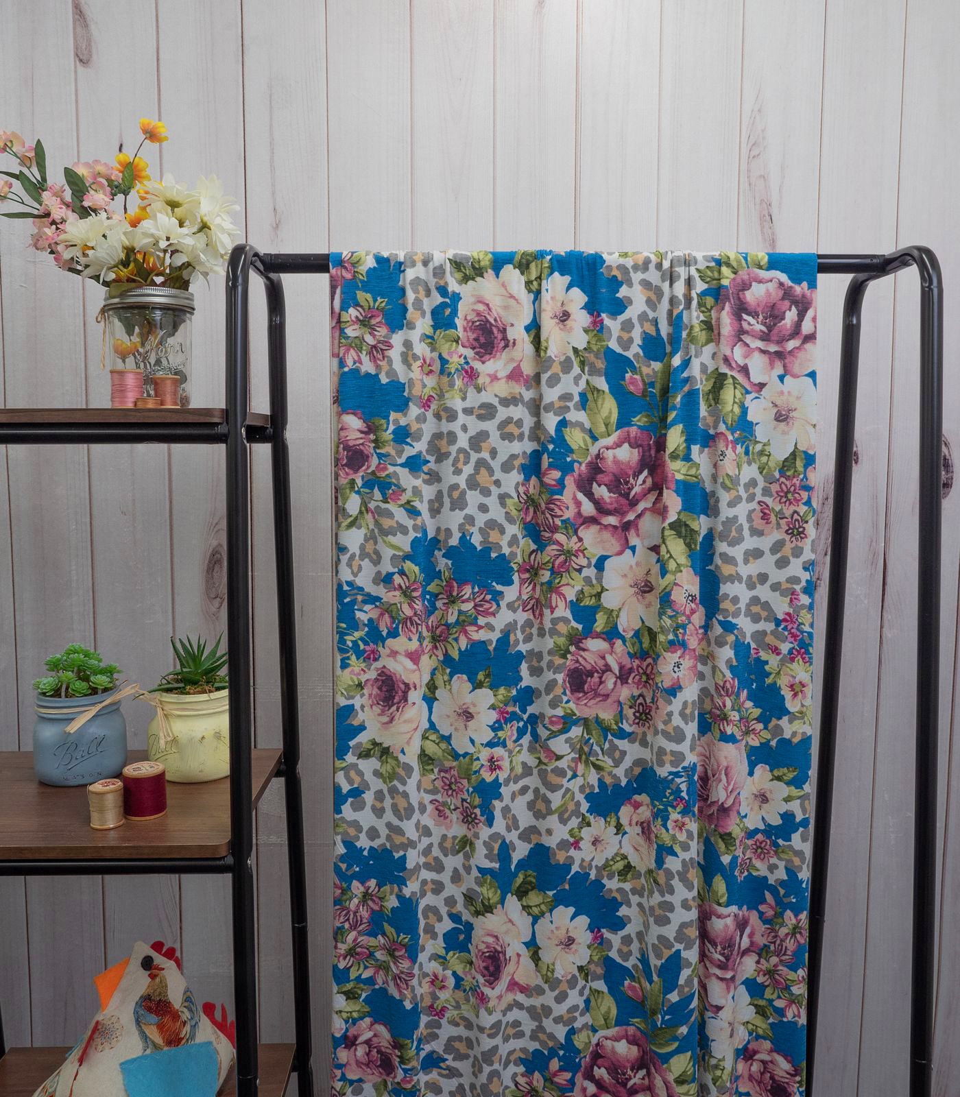 Blue/Pink/White Cheetah/Floral ITY Fabric