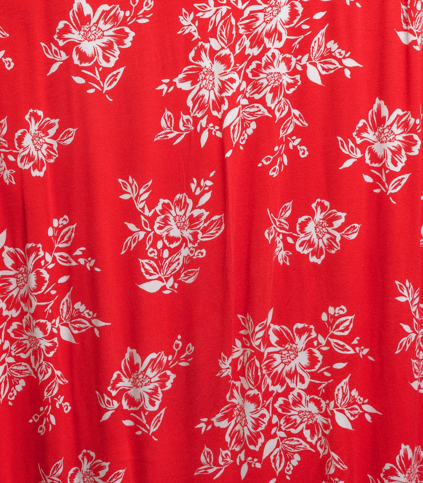 Red/White Stenciled/Floral Rayon Spandex Fabric