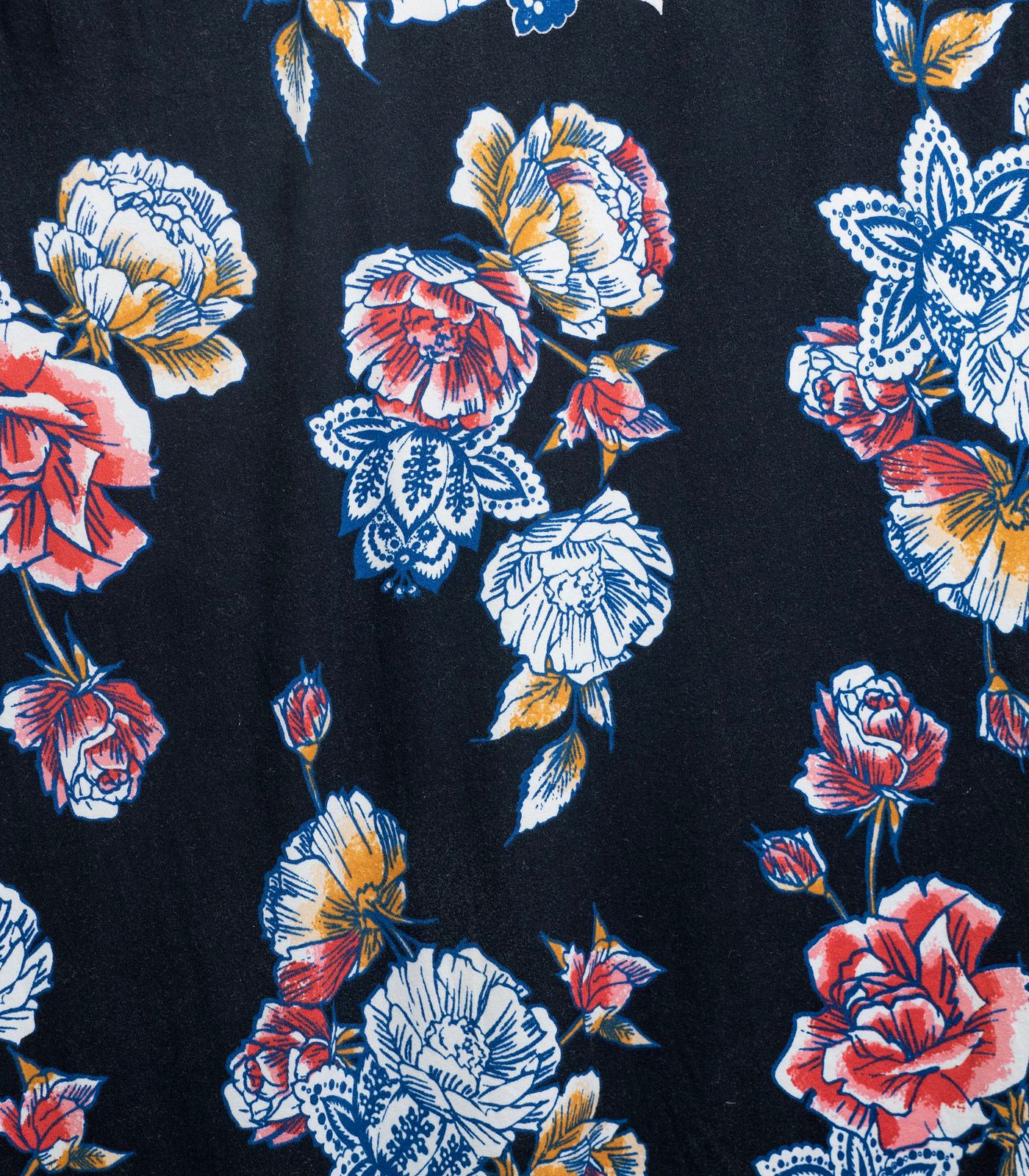 Black/Blue/Pink Stenciled/Floral Double Brushed Poly Fabric