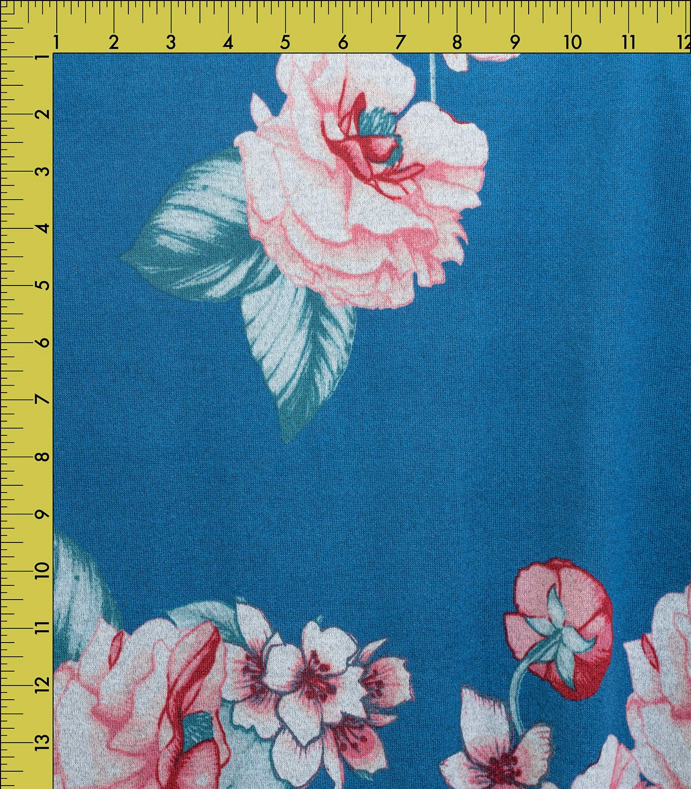 Heathered Blue/Pink/Green Floral Sweater Knit Fabric