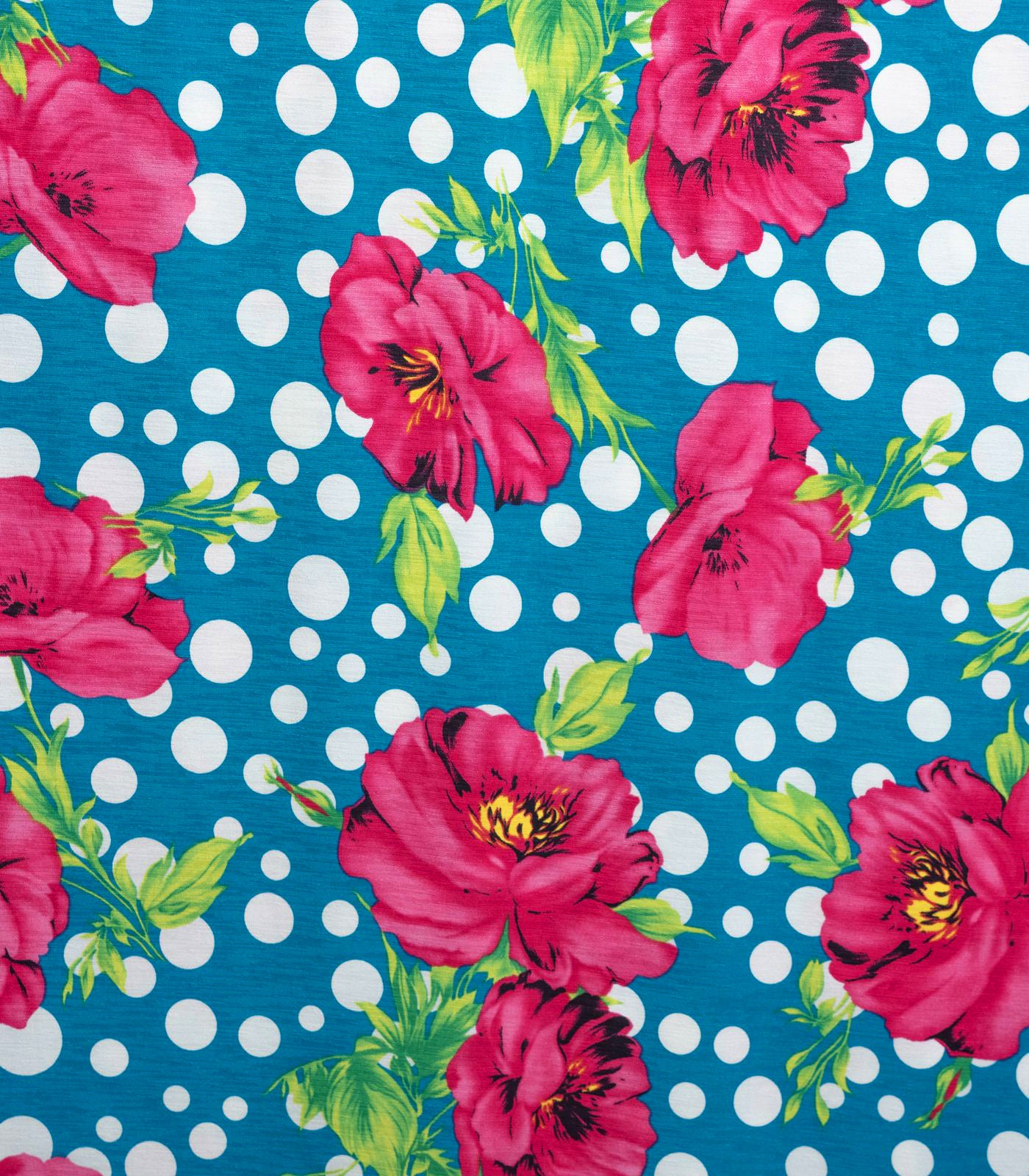 Teal/Pink/Green Dots/Floral ITY Fabric