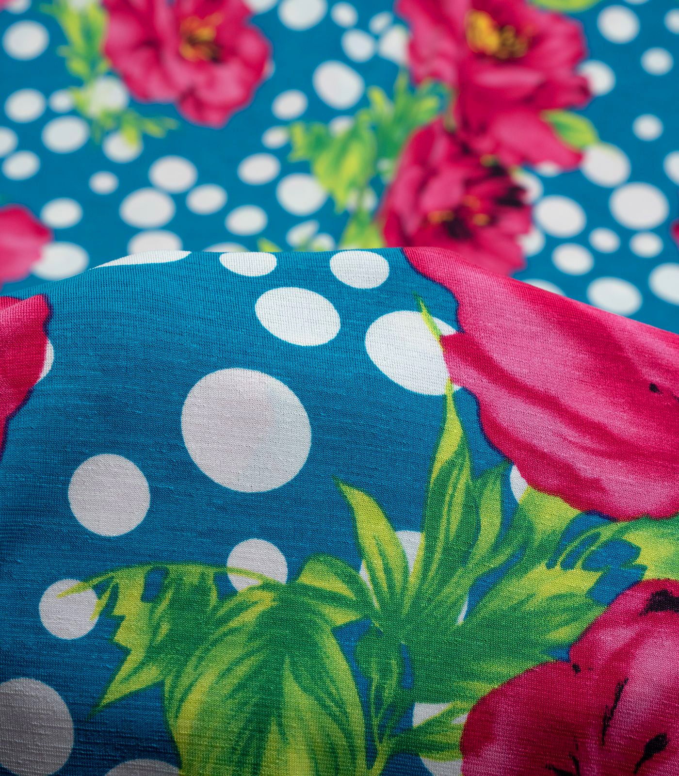 Teal/Pink/Green Dots/Floral ITY Fabric