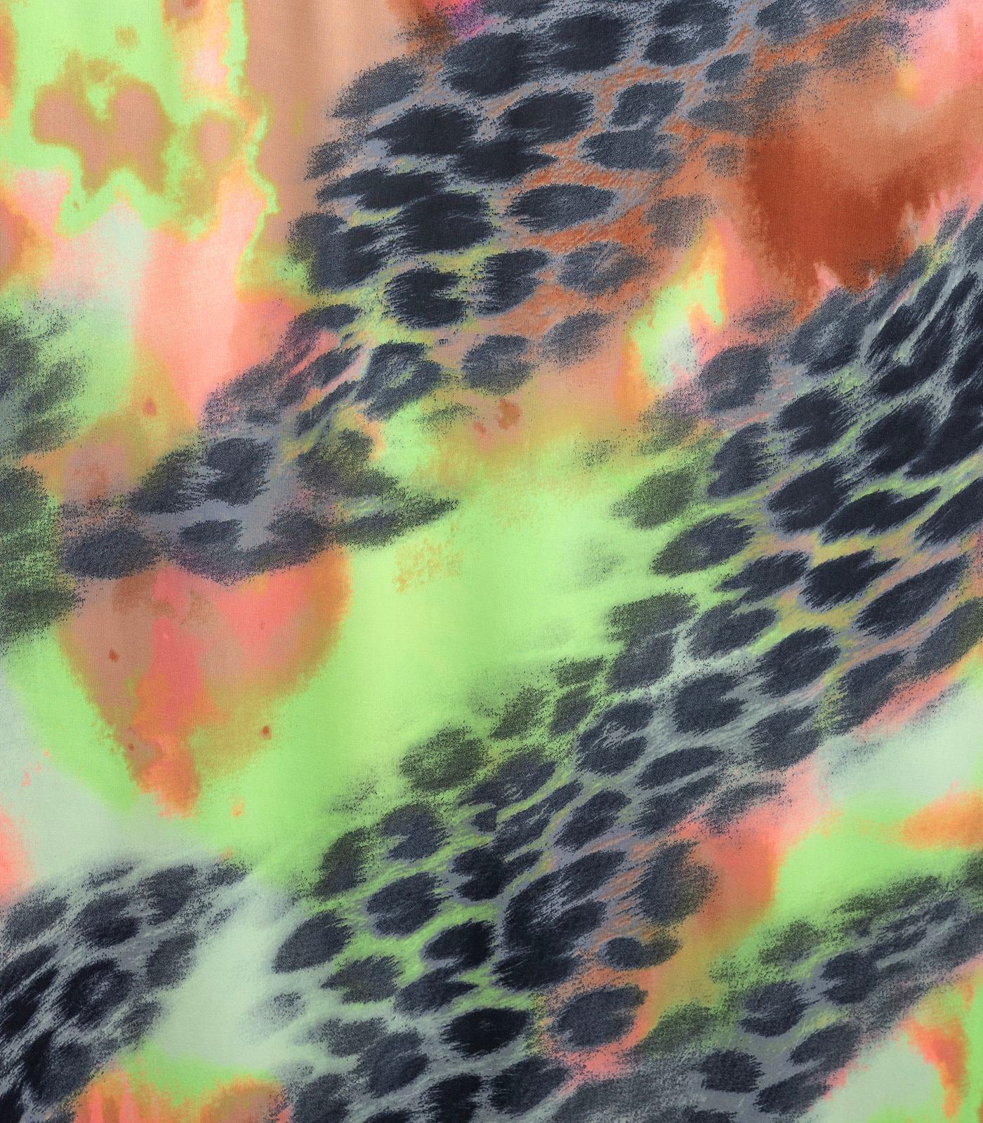 Black/Green/Pink Cheetah/Tie-Dye ITY Fabric