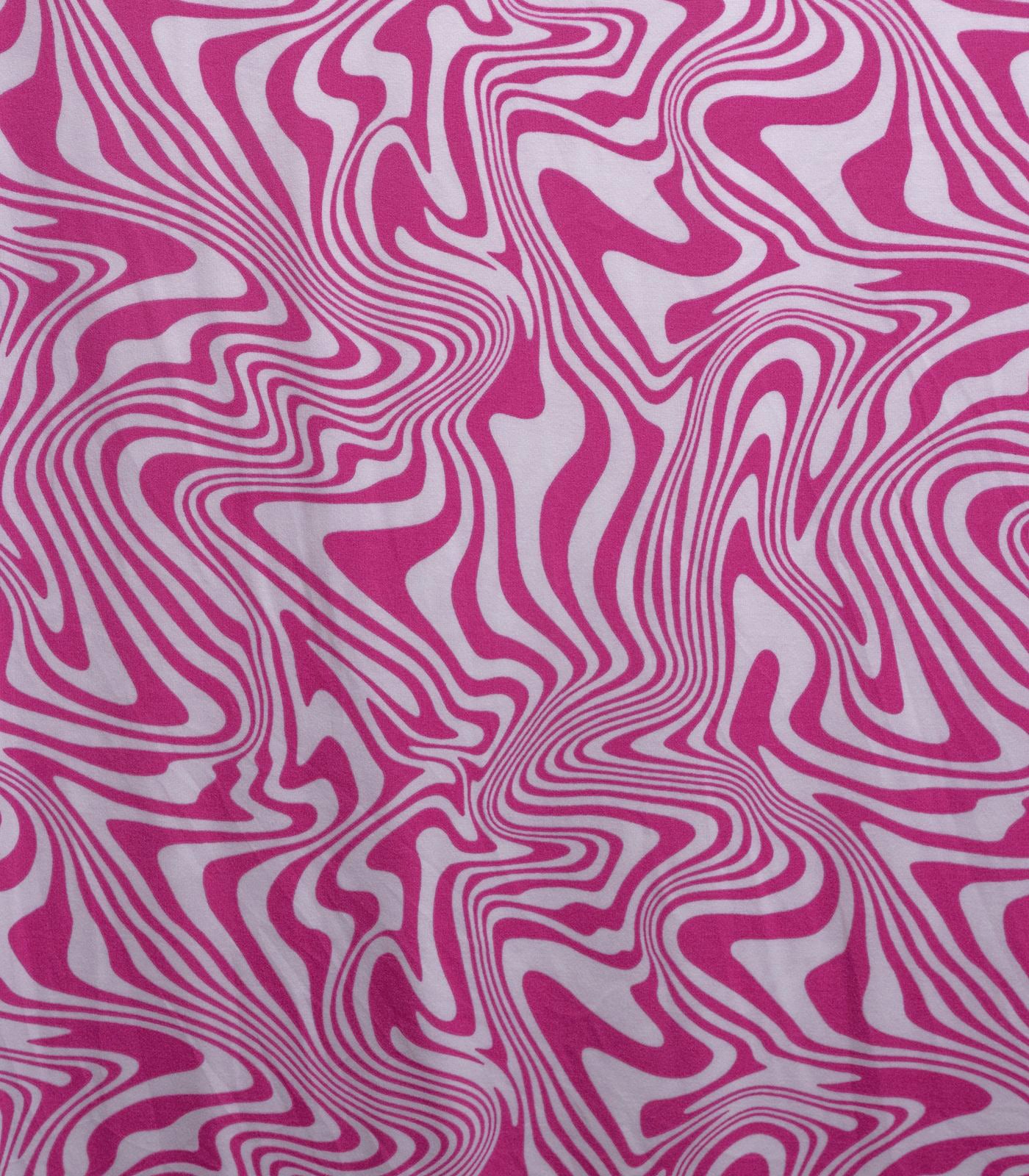 Pink/White Swirls Double Brushed Poly Fabric