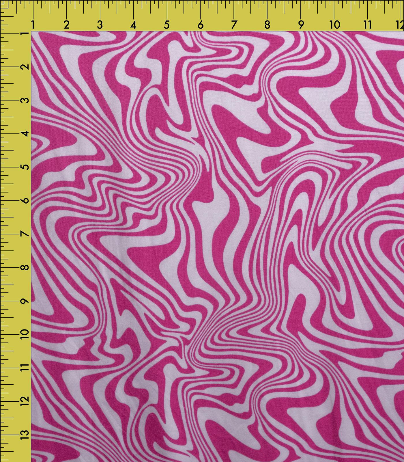 Pink/White Swirls Double Brushed Poly Fabric