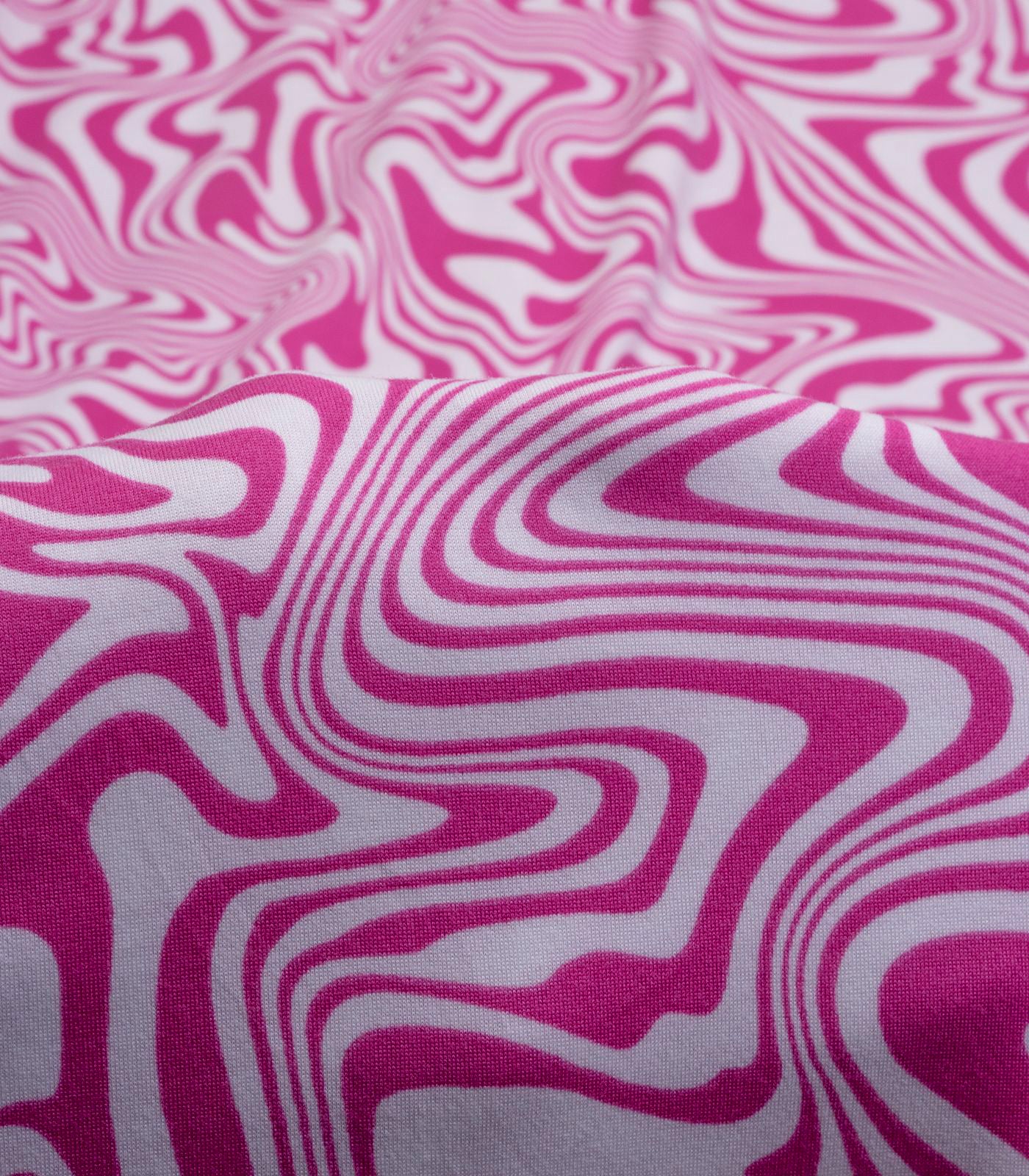 Pink/White Swirls Double Brushed Poly Fabric