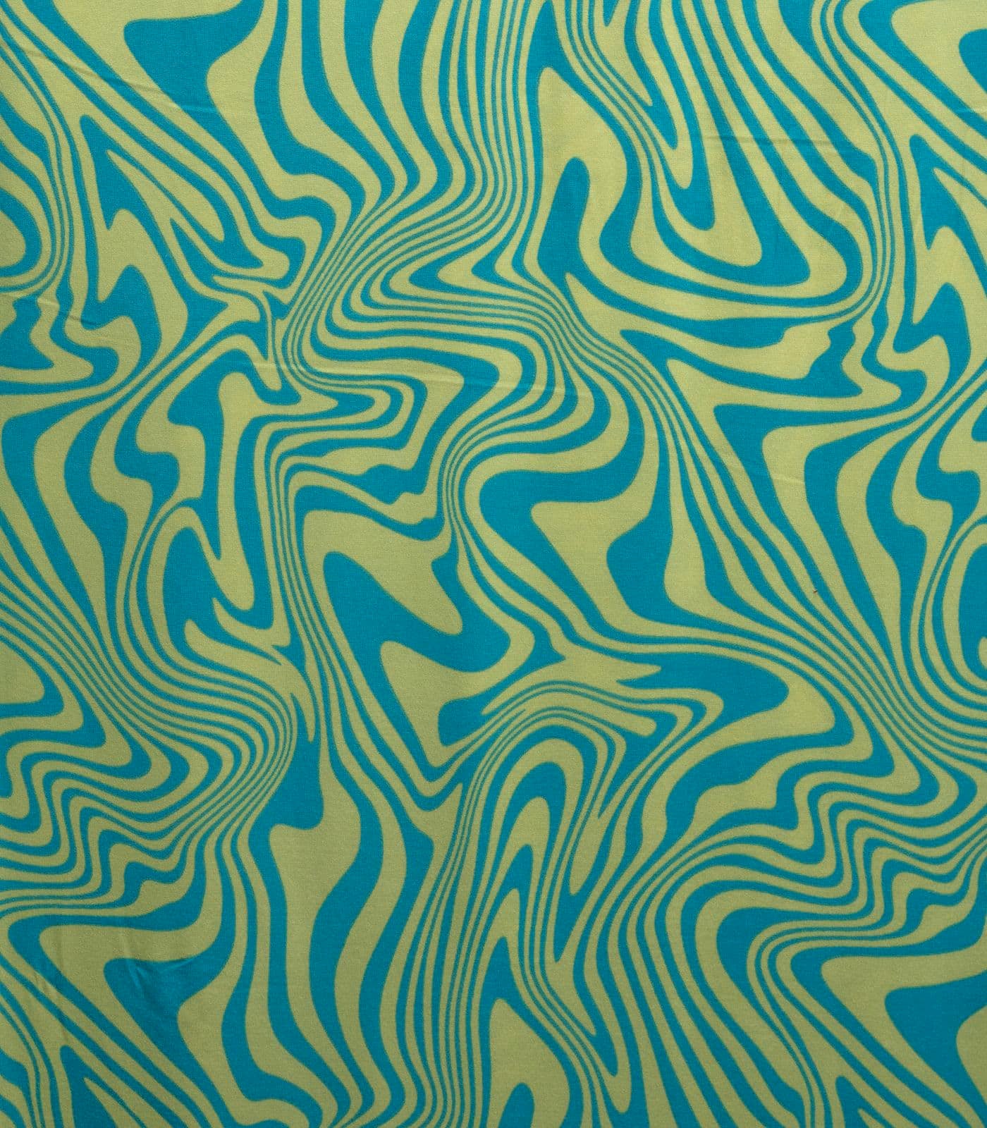 Teal/Lime Green/Yellow Swirls Double Brushed Poly Fabric