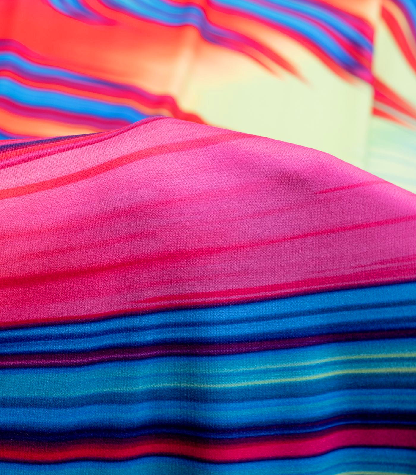 Red/Blue/Baby Pink Abstract/Swirls Double Brushed Poly Fabric