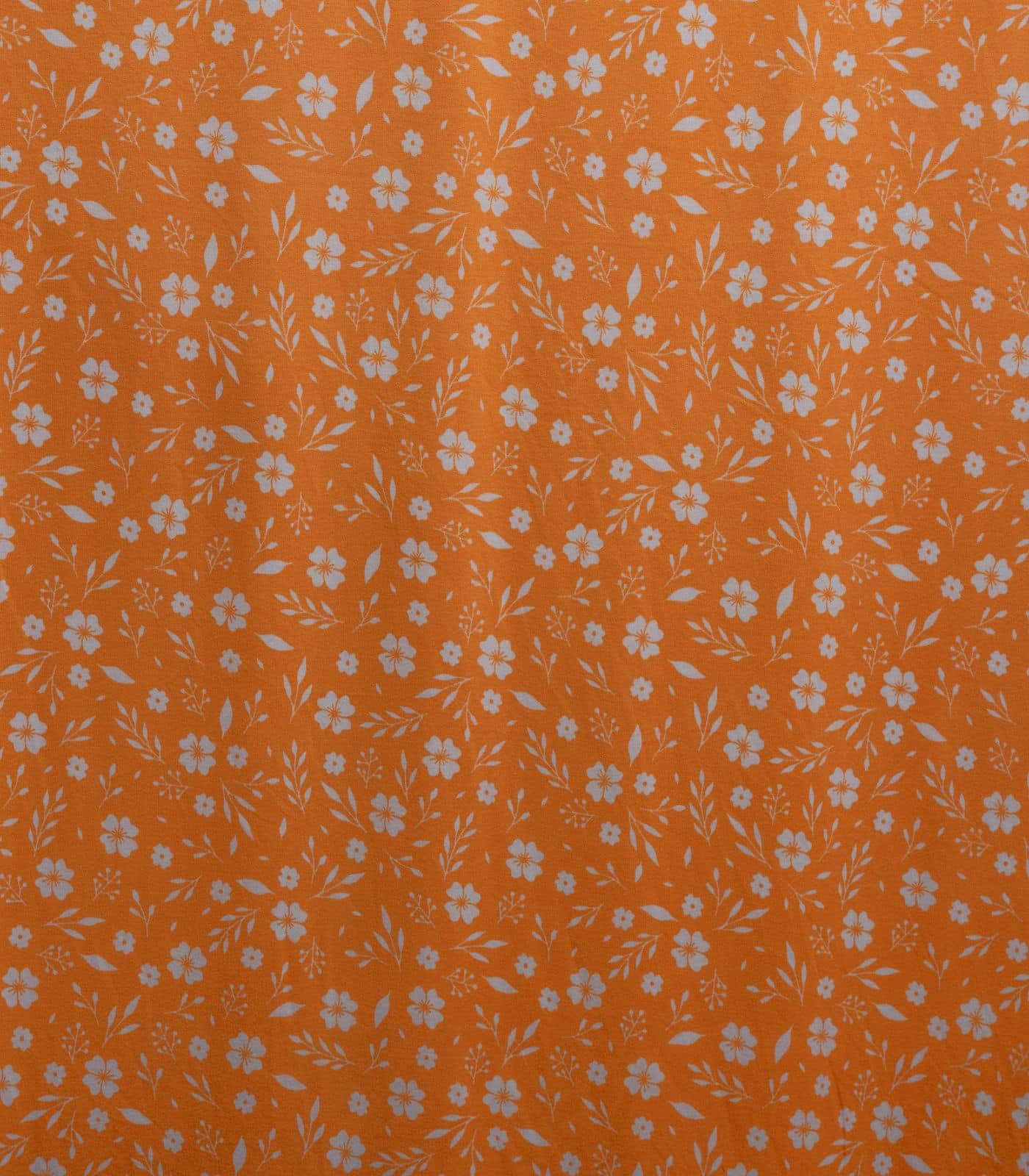 Orange/White Ditsy Floral/Small Floral Double Brushed Poly Fabric