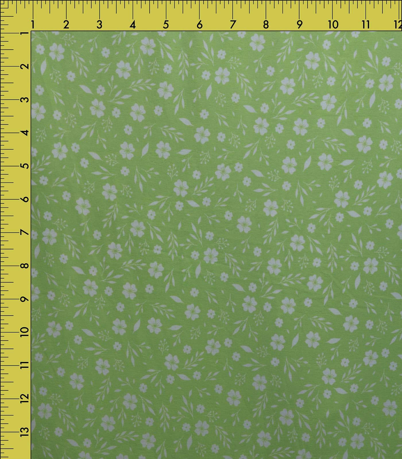 Mint/White/Green Ditsy Floral/Small Floral Double Brushed Poly Fabric